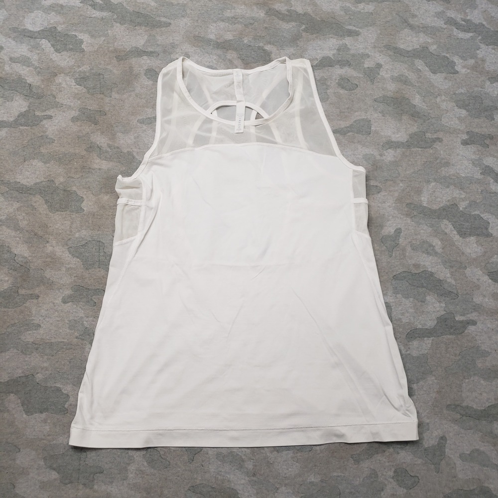 Lululemon Tank Top Womens 10 White Yoga Athletic Sleeveless Gym Running